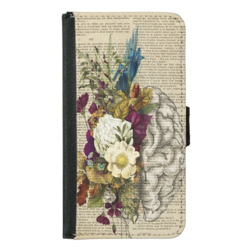 medical floral brain anatomy poster samsung galaxy s5 wallet case