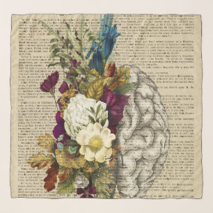 medical floral brain anatomy poster scarf