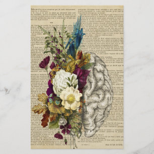 medical floral brain anatomy poster stationery