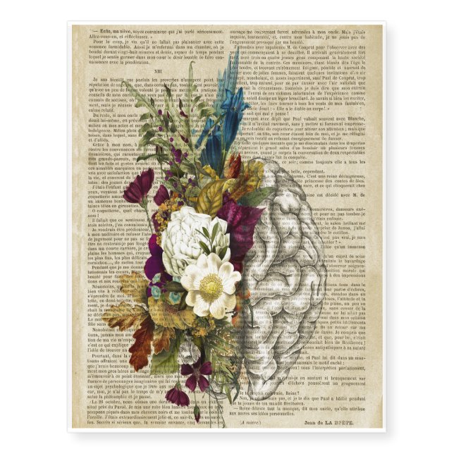 medical floral brain anatomy poster temporary tattoos (Front)