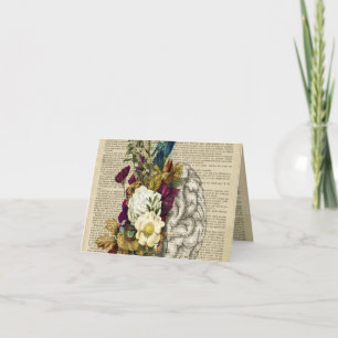 medical floral brain anatomy poster thank you card
