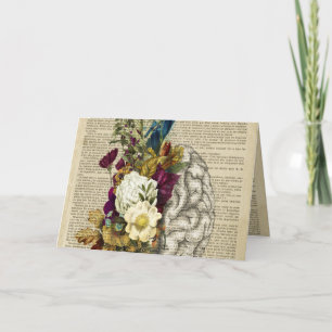 medical floral brain anatomy poster thank you card