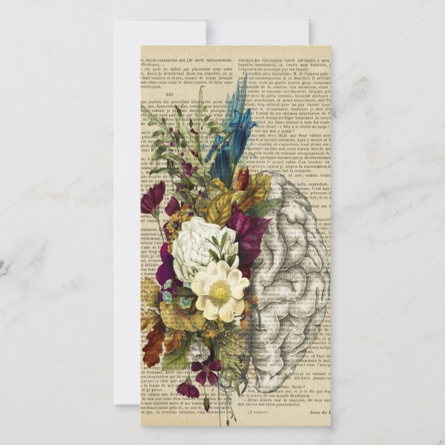 medical floral brain anatomy poster thank you card (Front)