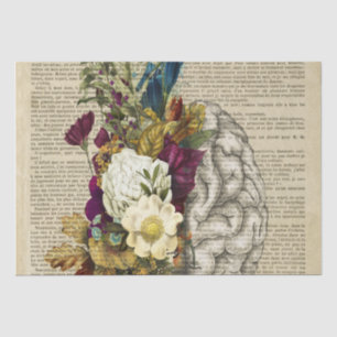medical floral brain anatomy poster tissue paper