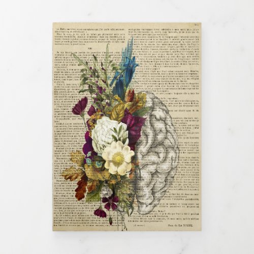 medical floral brain anatomy poster Tri_Fold announcement