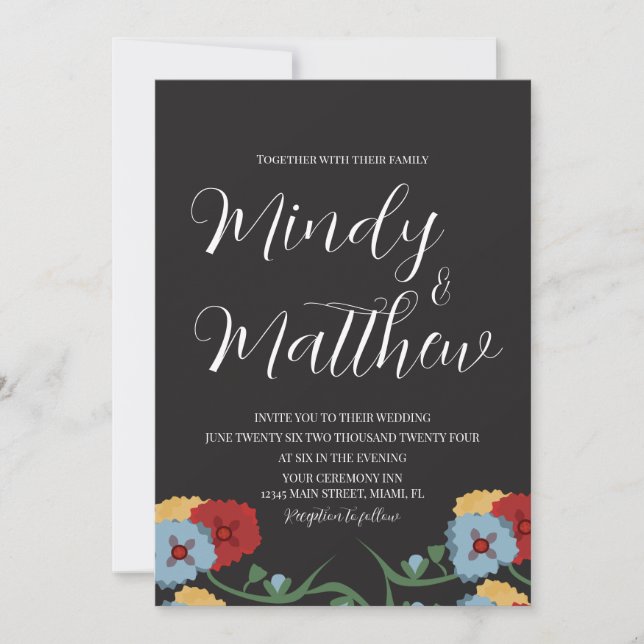 Medical Folk Florals Wedding Invitation (Front)