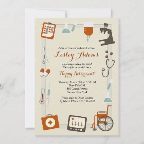 Medical Frame Retirement Party Invitation