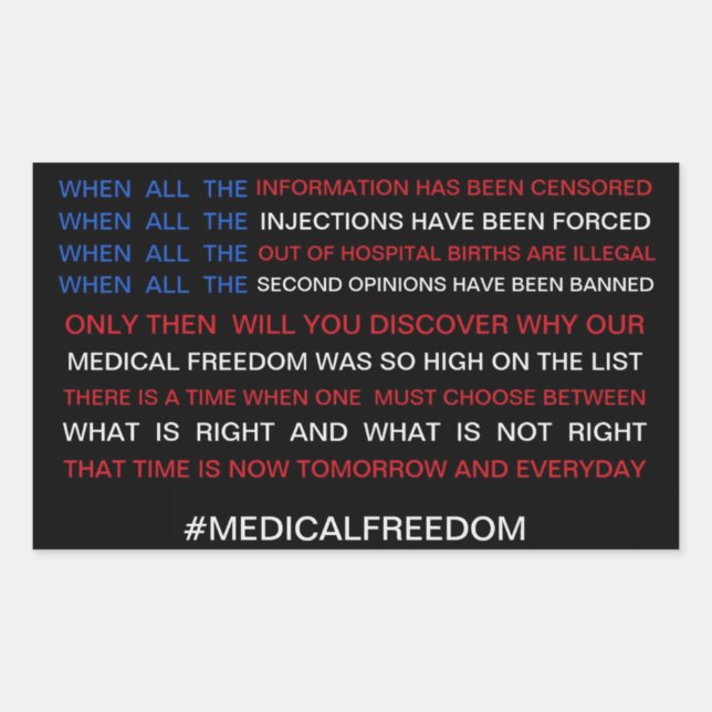 Medical freedom rectangular sticker (Front)