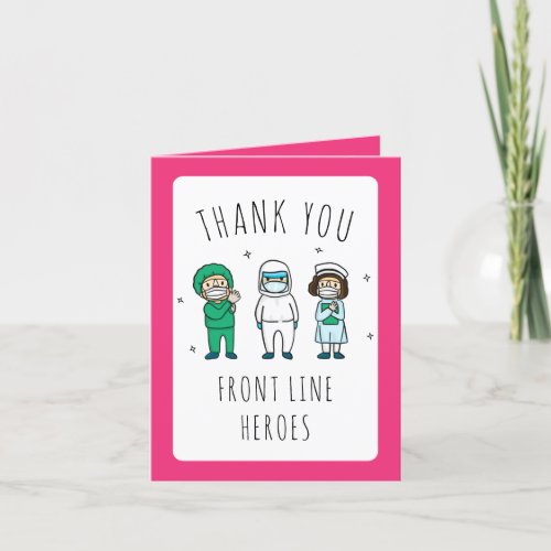 Medical Frontline Heroes Pink Thank You Cards