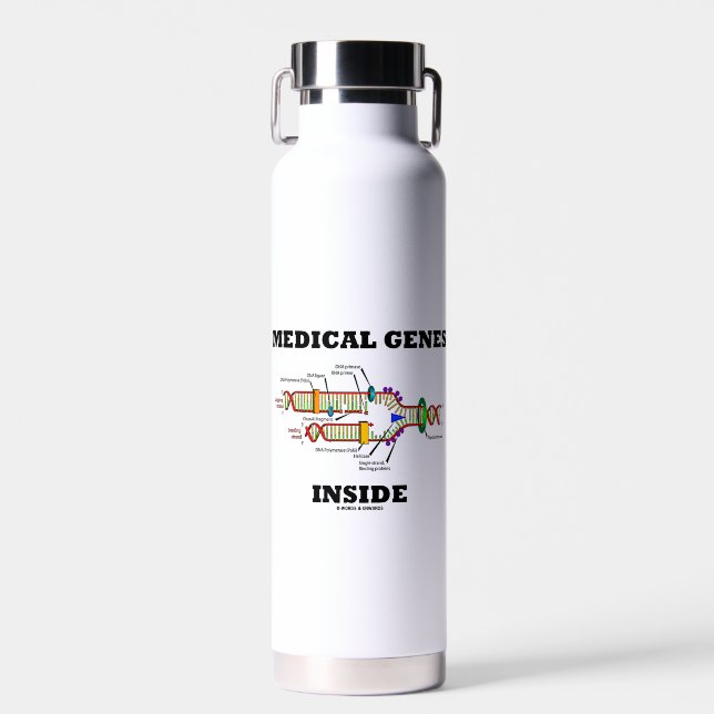 Medical Genes Inside DNA Replication Genetics Water Bottle (Front)