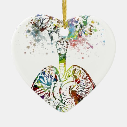 Medical Gifts Heart and Lungs Motif Ceramic Ornament