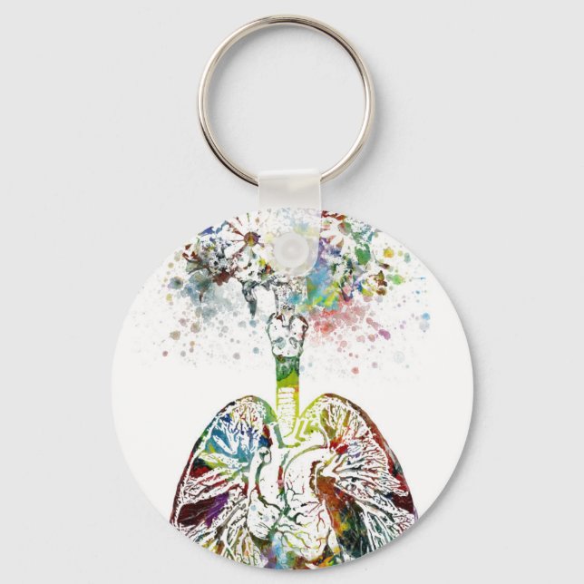 Medical Gifts Heart and Lungs Motif Keychain (Front)