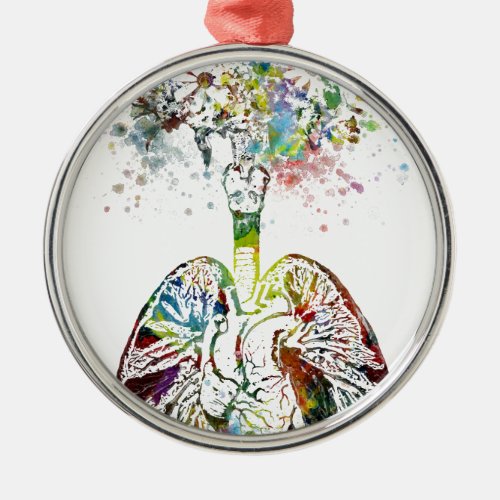 Medical Gifts Heart and Lungs Motif Metal Ornament