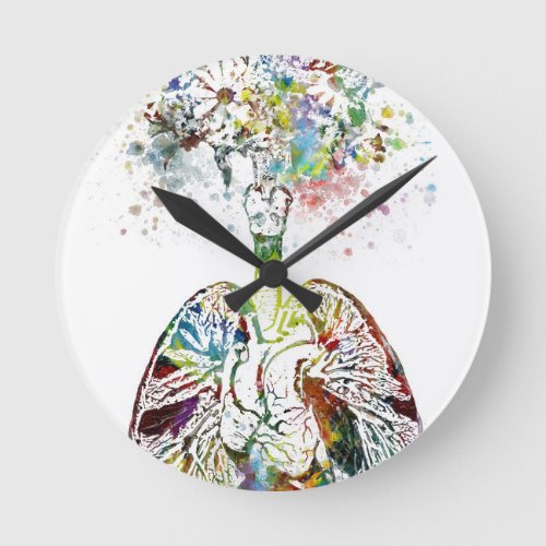 Medical Gifts Heart and Lungs Motif Round Clock
