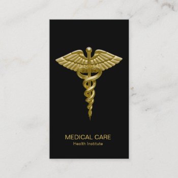Medical Gold Caduceus On Black - Business Card by SorayaShanCollection at Zazzle