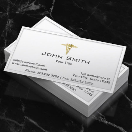 Medical Gold Caduceus Professional Business Card