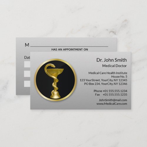Medical Gold Professional Hygieia Bowl Appointment Card