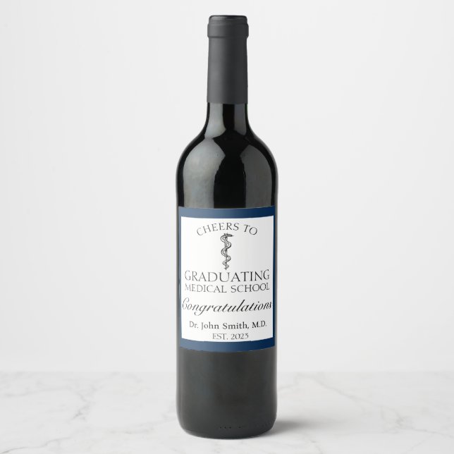 Medical Graduate- Blue Wine Label (Front)