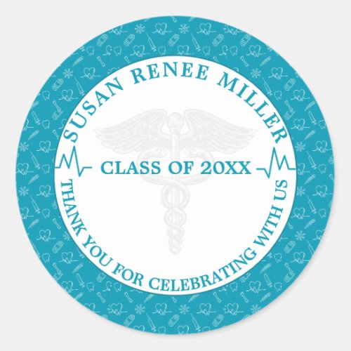Medical  Graduation Party Classic Round Sticker