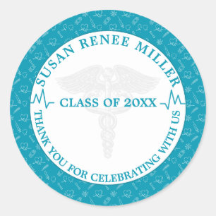 Medical Graduation Party Classic Round Sticker