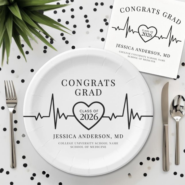 Medical Graduation Party Paper Plates (Nursing Doctor Medical Graduation Party Paper Plates)