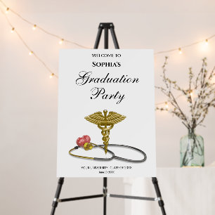 Medical Graduation Party Welcome Sign Elegant Gold