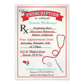 Medical Graduation Prescription Pad Invitation
