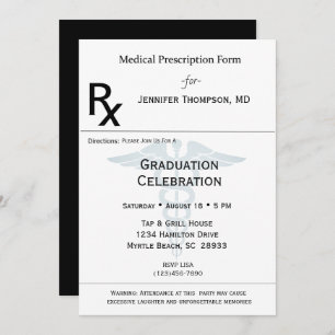Medical Graduation Prescription Pad Invitation