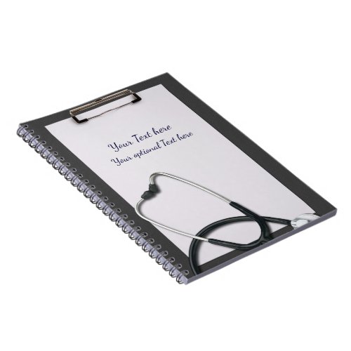 Medical Gray Clipboard with Stethoscope Notebook