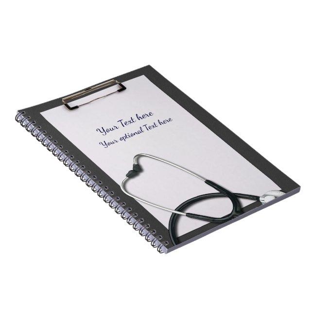 Medical Gray Clipboard with Stethoscope Notebook (Right Side)