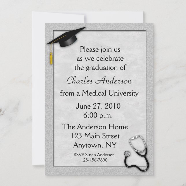 Medical Gray Graduation Invitation (Front)