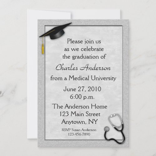 Medical Gray Graduation Invitation