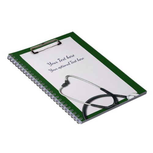 Medical Green Clipboard with Stethoscope Notebook