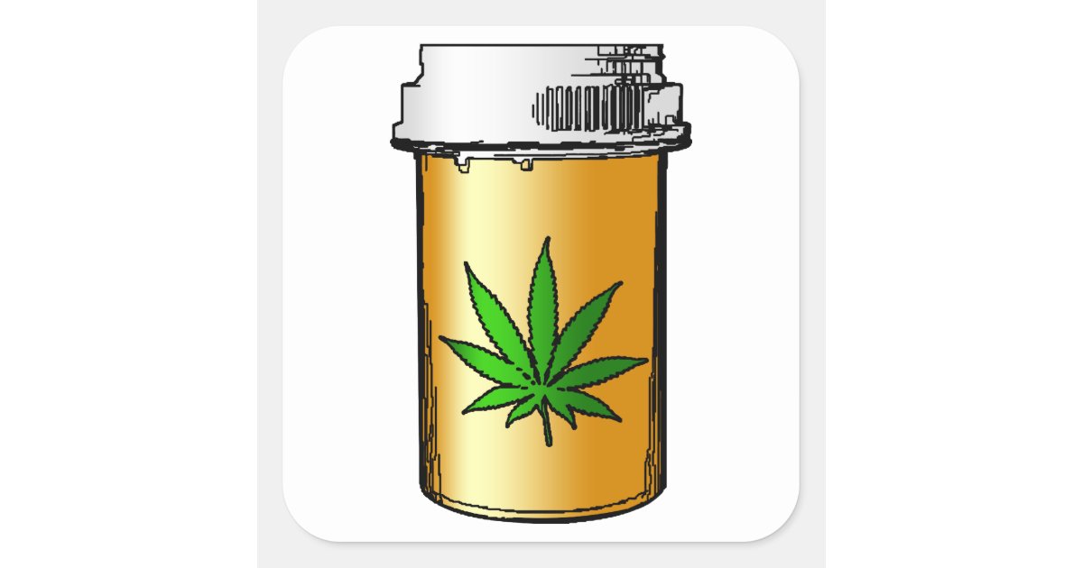 medical greens pill bottle square sticker | Zazzle