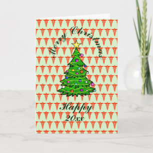 Medical Group Caduceus and Christmas Tree Card