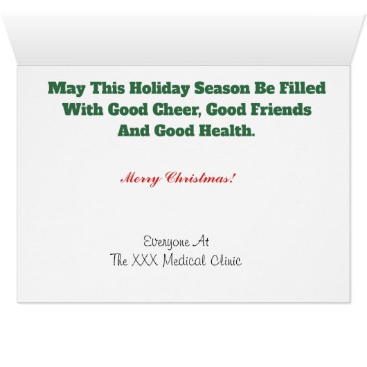 Medical Group Caduceus and Wreath Christmas Card (Inside Horizontal (Bottom))