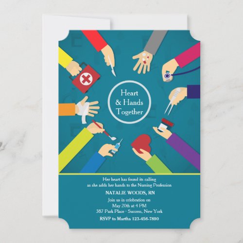 Medical Hands Graduation Invitation