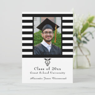Medical Health Care Black White stripe graduate Announcement