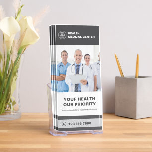 Medical Health Clinic Doctor Gray Tri-Fold Brochure