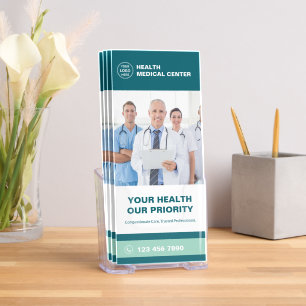 Medical Health Clinic Doctor Teal Tri-Fold Brochure