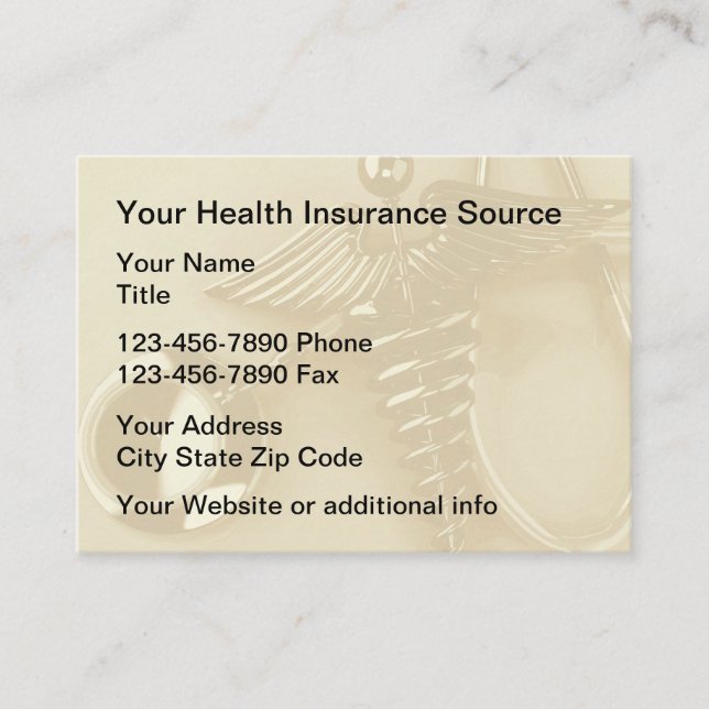 Medical Health Insurance Large Format Business Card (Front)