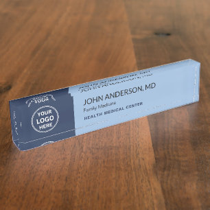 Medical Healthcare Clinic Doctor Blue Desk Name Plate