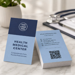 Medical Healthcare Clinic Doctor Blue Vertical Business Card