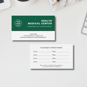 Medical Healthcare Clinic Doctor Green Appointment Card