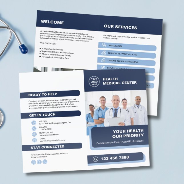Medical Healthcare Clinic Professional Bi-fold Brochure (Medical Healthcare Clinic Professional Bi-fold Brochures)