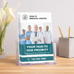 Medical Healthcare Clinic Promotional Teal Bi-Fold Brochure