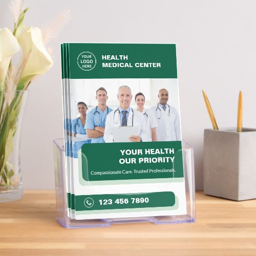Medical Healthcare Clinic Services Green Bi-fold Brochure