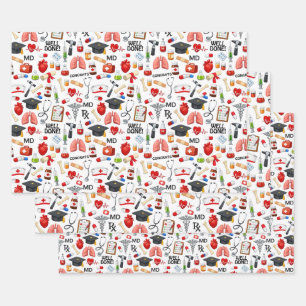 🎓 Medical & healthcare Graduate Celebration Wrapping Paper Sheets