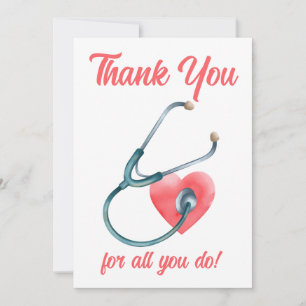Medical Heart Stethoscope Nursing Doctor Nurse Thank You Card