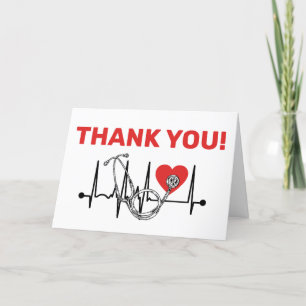 Medical Heart Stethoscope Nursing Nurse Doctor Letterpress Thank You Card